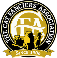 A logo of the cat fanciers association.